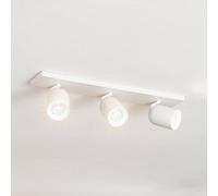 Arcchio spotlight Brinja, white, angular, Ø 7 cm, 3-bulb, GU10