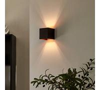Arcchio Zuzana wall light, angular, black and gold, G9, 10 cm