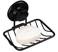 ARCCI Bar Soap Holder for Shower Wall, Stainless Steel Strong Vacuum Suction Cup Shower Soap Dish, Rustproof Wall Mouted Square Soap Sponge Holder Tray for Bathroom & Kitchen Sink, Black