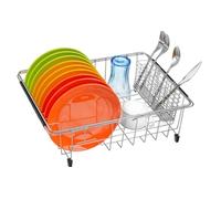 ARCCI Expandable Dish Drying Rack Over The Sink, Large Capacity Sink Dish Rack Drainer Plate Organizer Shelf with Removable Utensil Holder, Dish Drainer Rack for Kitchen Counter (Silver)