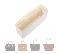 ArcDiary Premium Handbag and Tote Bag Organizer, Multiple Inner Pockets, Made of Durable Nylon and Satin Fabric, Universal DesignFits Multiple Bags, Travel Portable Design(Slender Large-Craie)