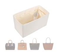 ArcDiary Premium Handbag and Tote Bag Organizer, Multiple Inner Pockets, Made of Durable Nylon and Satin Fabric, Universal DesignFits Multiple Bags, Travel Portable Design(Large-Craie)