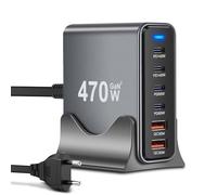 ARCELI USB C Charger 470W 6 Ports, GaN III Charging Station, USB C Charger with 4 x USB-C PD + 2 x USB-A QC4.0, Fast Charger for Phone 16/15/14 Pro Max, Samsung Galaxy, MacBook, Pad, Laptop