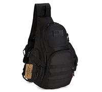 ArcEnCiel Tactical Sling Pack Military Molle Chest Crossbody Shoulder Bags Motorcycle Bicycle Assault Range Diaper Day Backpack with Patch (Black)