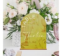 Arch Acrylic Table Numbers 10 Mirrored Signs with Stands for Wedding and Party Use (Gold L)