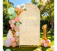 Arch Backdrop Cover 6.6FT Sparkly Light Gold Sequin Wedding Back Drop Fitted Arch Stand for Birthday Party Decoration