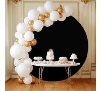 Arch Backdrop Cover, 6ft/6.5ft/7.2ft Round Arch Stand With Bottom Zipper, Wrinkle Resistant Smooth Touch Background Set For Birthday, Wedding, Reception black 6.5ft (2m diameter)