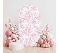 Arch Backdrop Cover Baby in Bloom Baby Shower Arch Stand Spandex Fabric Cover Blue Flowers Floral Pink Bows Girls Birthday Party Baptism Decorations (2.2X5ft,G-4029)