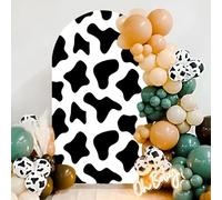 Arch Backdrop Cover Chiara Spandex Fitted Stretchy Fabric Arch Cover Baby Shower Birthday, Backdrop Decor Party Banquet Arch Decoration Cow Pattern Theme (Black, 6.6FT)