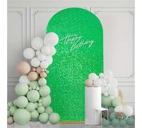 Arch Backdrop Cover Green Round Top 7.2FT Sparkly Fabric Spandex Fitted for Birthday Bridal Shower Party Decor