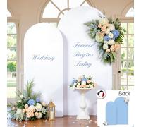 Arch Backdrop Cover Set of 2 White Blue Double-Sided Wedding Arch Covers Backdrop Stand Cover for Birthday Party Ceremony Bridal Baby Shower Banquet Decoration 6FT 7.2FT