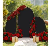 Arch Backdrop Cover Set of 3, Wedding Arch Stands Covers 2.1M 1.5M 1.5M High Elasticity Thicken Spandex BackdropCover, Stretchy Backdrop Fabric for Ceremony Baby Shower Birthday Party Decor - Black