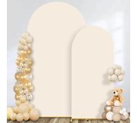 Arch Backdrop Cover Wedding Spandex Fitted Arch Covers,Round Top Chiara Baby Bridal Showe Party Birthday Banquet (Beige, 7.2ft+6ft)