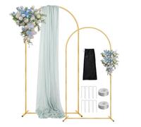 Arch Backdrop Stand, 7.2FT 6FT Wedding Arch Gold Set of 2, Metal Balloon Arch Kit Stand with Base for Gender Reveal Ceremony Birthday Anniversary Bridal Graduation Party Event Background Decoration