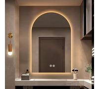 Arch Bathroom LED Mirror With Light 40x60cm Arch Light Up Mirror For Bathroom Wall Mounted Vanity Mirror Dimmable 3 Color 50x80cm Smart Anti-Fog Bathroom Light Arch Mirror ( Size : 60x90cm/23.6x35.4in