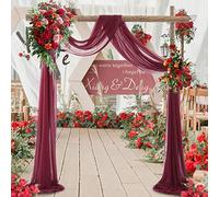 Arch Drapes for Wedding Arch Draping Fabric 2 Panel Sheer Backdrop Curtain for Ceremony Bridal Party Decor 6 Yards (Burgundy, 19Ft Length x 28" Width (1 Panel))