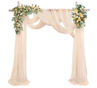 Arch Drapes for Wedding Arch Draping Fabric Champagne Sheer Backdrop Curtain for Ceremony Bridal Party Decor 19Ft Length x 28" Width 1 Panel