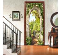 Arch Garden Door Stickers for Interior Doors Woodland View 3D Door Sticker Murals Decals Wallpaper Self Adhesive Waterproof Poster for Bedroom Living Bathroom 80x200 cm A-1773