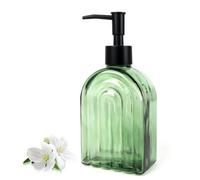 Arch Glass Soap Dispenser 400ml with Rustproof Pump for Kitchen & Bathroom | Army Green Glass With Rainbow Shape, Ideal For Lotions, Essential Oils & Liquid Soaps, Easy Refill & Smooth Dispensing