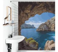 Arch in Mallorca Spain Bathroom Shower Curtains Waterproof Bath Curtain with 12 Hooks 7 Rust Proof Metal Grommets Holes Washable Fabric Cloth Rain Curtain Cover Bathtub Shower Enclosure Decor 72x72