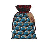 Arch In Mallorca Spain Printing Color Matching Plaid Drawstring Christmas Bag With Kraft Tag 4.7x6.9 In For Halloween