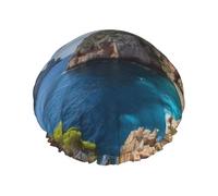 Arch in Mallorca Spain Shower Cap for Women Men, Elastic and Reusable, Stylish Large Waterproof Shower Bonnet, Washable Hair Bath Caps, Double Layers Bathing Hat for Long Hair, Braids