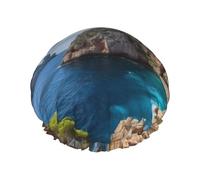 Arch in Mallorca Spain Shower Cap Reusable Elastic Bath Caps Waterproof Bath Hair Hat for Women Men Spa Salon Large Shower Bonnet Double Layer Bathing Hair Cap for Long Hair, Braids