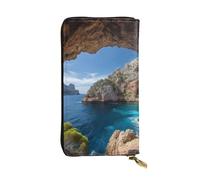 Arch In Mallorca Spain Wallet For Women Men Clutch Rfid Blocking Leather Wallets Large Capacity Purse Credit Card Holder Money Case With Zipper Phone Holder Long Travel Purse, Black, One Size