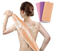 ARCH&M 3-Pack Premium Nylon Exfoliating Towel - 35-Inch Quick-Dry, Hygienic Japanese Washcloth for Body & Back - Durable, Machine Washable, Long-Lasting (Peach Purple Pink)