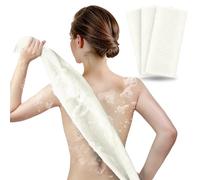 ARCH&M 35-Inch Exfoliating Back Scrubber (3 Pack), Japanese Nylon Beauty Washcloth for Shower, Korean Body Towel for Deep Exfoliation, Removes Dead Skin, Off-White