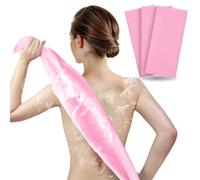 Arch&M Exfoliating Washcloth Body Scrubber Back Scrubber for Shower Japanese Beauty Washcloth Bath Wash Cloth Korean Exfoliation Luffah Towel Net Sponge Loofah Body Scrub 3 Pack (Pink x 3)