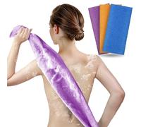 ARCH&M Exfoliating Washcloth Body Scrubber Back Scrubber for Shower Japanese Beauty Washcloth Bath Wash Cloth Korean Exfoliation Luffah Towel Net Sponge Loofah Scrub 3 Pack (Orange Purple Navy-Blue)