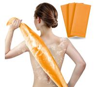 ARCH&M Exfoliating Washcloth Body Scrubber Back Scrubber for Shower Japanese Beauty Washcloth Bath Wash Cloth Korean Exfoliation Luffah Towel Net Sponge Loofah Body Scrub 3 Pack (Orange x 3)