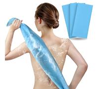 ARCH&M Exfoliating Washcloth Body Scrubber Back Scrubber for Shower Japanese Beauty Washcloth Bath Wash Cloth Korean Exfoliation Luffah Towel Net Sponge Loofah Body Scrub 3 Pack (Blue x 3)