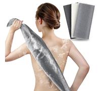 ARCH&M Exfoliating Washcloth Body Scrubber Back Scrubber for Shower Japanese Beauty Washcloth Bath Wash Cloth Korean Exfoliation Luffah Towel Net Sponge Loofah Scrub 3 Pack (Gray Black Off-White)