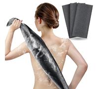 ARCH&M Exfoliating Washcloth, Japanese Bath Towel, Korean Exfoliation Scrub, Nylon Body Scrubber, Back Scrubber for Shower, Loofah Alternative - 3 Pack (Black x 3)
