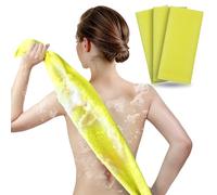 ARCH&M Japanese Exfoliating Towel for Body & Back (3-Pack) Korean Style Scrub Cloth, Nylon Bath Washcloth for Smoother Skin (Yellow x 3)