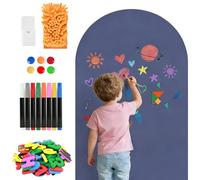 Arch Magnetic Chalkboard for Wall 100x45 cm Dusty Blue Magnetic Wall Decal | Magnetic Wall Sticker for Peel and Stick Blackboard with 8 Markers, Magnetic Pen Holder Magnetic Letters&Symbols Cleaning Rag