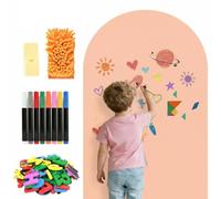 Arch Magnetic Chalkboard for Wall 100x45 cm Pink Magnetic Wall Decal | Magnet Chalkboard for Peel and Stick Blackboard with 8 Markers, Magnetic Pen Holder Magnetic Letters&Symbols Cleaning Rag