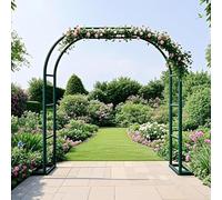 Arch Metal Support for Climbing Plants, Roses, and Vines - Adjustable Pergola Decoration for Indoor/Outdoor Weddings (Green, W240 x H250 x D40 cm)