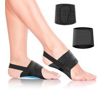 Arch Support Braces,Arch Bands Compression Cushioned Plantar Fasciitis Sleeves,1 Pair Adjustable Arch Support for Feet Women Men Flat Feet High Fallen Arch Heel Spurs Pain Relief(Black)