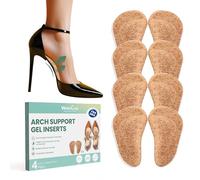 Arch Support Inserts Flat Feet - Welnove 4-Pair Gel Arch Support Insoles for Plantar Fasciitis, Foot Pain Fatigue Relief - Soft Arch Support Heel Pads Adhesive Fit Most Shoes, Men Women, 0.3" Height