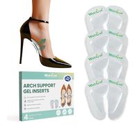 Arch Support Inserts Flat Feet - Welnove 4-Pair Gel Arch Support Insoles for Plantar Fasciitis, Foot Pain Fatigue Relief - Soft Arch Support Heel Pads Adhesive Fit Most Shoes, Men Women, 0.3" Height