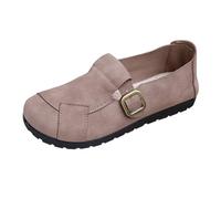 Arch Support Ladies Loafers Comfortable Flat Ladies Moccasin Slippers Genuine Leather Slip On Penny Loafers Incorporating Shock Absorbing Soles for Autumn Commutes and Weekend Touring Brown