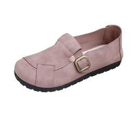 Arch Support Ladies Loafers Comfortable Flat Ladies Moccasin Slippers Genuine Leather Slip On Penny Loafers Incorporating Shock Absorbing Soles for Autumn Commutes and Weekend Touring Pink