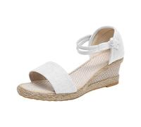 Arch Support Orthopedic Sandals Wedge Size 7 Women's Summer Strap Open Toe Fish Mouth Side Buckle Tower Buckle High Heel Slope Sandals Blue Size 6 For Women With Bunions (White 5)