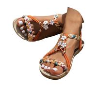 Arch Support Sandals Beach Sandals for Women Wide Width Casual Platform Espadrille Open Toe Elastic Ankle Strap Walking Shoes Casual Comfortable Beach Vacation Walking Women Shoes (Orange, 5.5)