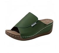 Arch Support Sandals For Women | Wide Fit Leather Wedge Sandal Orthopedic Sandals For Women Non-Slip Walking Slippers Fashion Fish Mouth Slippers Summer Comfy Mules Indoor Outdoor Slides