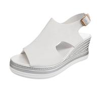 Arch Support Sandals Women Orthotic Wedge Size 3 Summer Heels For Women 2025 Wide Width Platform Sandals Women's Open Toe Buckle Ankle Strap Shoes Ladies Size 6 In Black (White 6.5)
