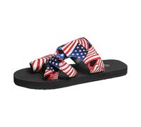 Arch Support Sandals Women Women's Thin Soled Thong Slip Sandals With The Flag Hollowed Out Design Lightweight And Comfortable For Outdoor Wear (Blue, 6.5)